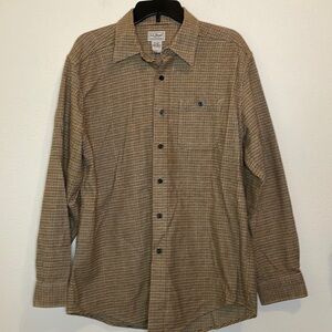 LL Bean Yellow and Brown Heavy Flannel Shirt Size Medium